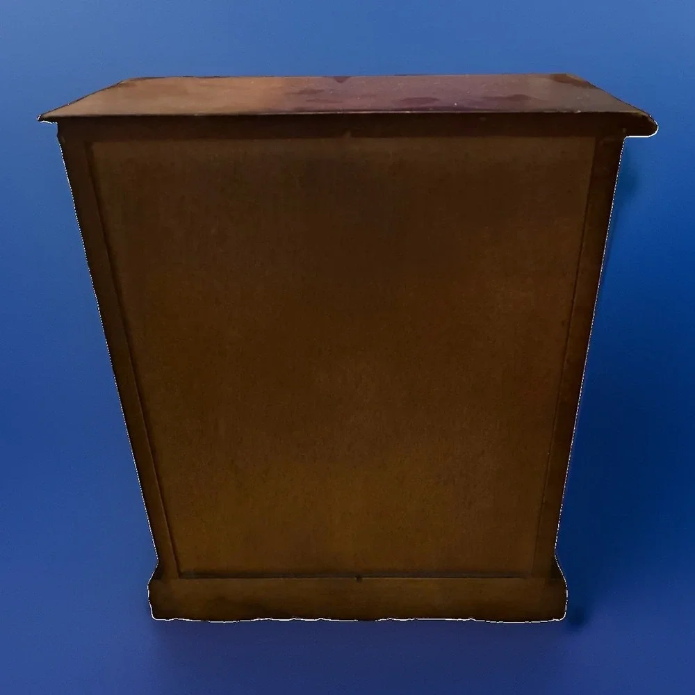 Vintage Wood Jewelry Armoire Box Heart Drawers Etched Glass Door 11